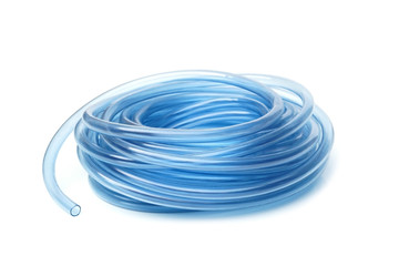 Transparent plastic water hose isolated