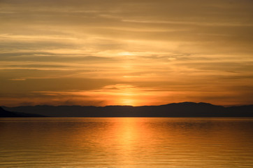 Sunset at Lac Leman in Montreux, Switzerland