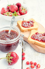 Toasts with strawberry jam