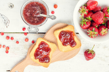 Toasts with strawberry jam