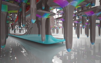 
Abstract white interior multilevel public space with window. 3D illustration and rendering.