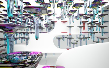 
Abstract white interior multilevel public space with window. 3D illustration and rendering.