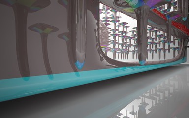 
Abstract white interior multilevel public space with window. 3D illustration and rendering.
