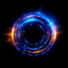 Abstract neon background. luminous swirling. Glowing spiral cover. Black elegant. Halo around. Power isolated. Sparks particle. Space tunnel. Glossy jellyfish. LED color ellipse. Glint glitter