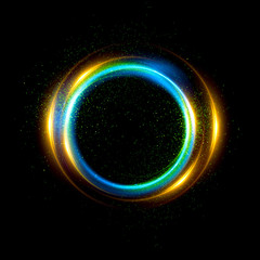 Abstract neon background. luminous swirling. Glowing spiral cover. Black elegant. Halo around. Power isolated. Sparks particle. Space tunnel. Glossy jellyfish. LED color ellipse. Glint glitter