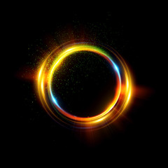 Abstract neon background. luminous swirling. Glowing spiral cover. Black elegant. Halo around. Power isolated. Sparks particle. Space tunnel. Glossy jellyfish. LED color ellipse. Glint glitter