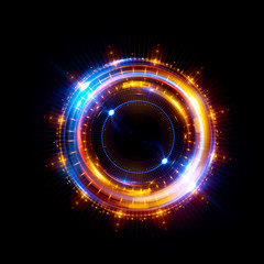 Abstract neon background. luminous swirling. Glowing spiral cover. Black elegant. Halo around. Power isolated. Sparks particle. Space tunnel. Glossy jellyfish. LED color ellipse. Glint glitter