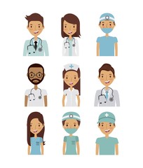 professional medical people over white background. colorful design. vector illustration