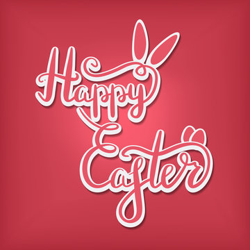 Vector Happy Easter lettering on the pink background.