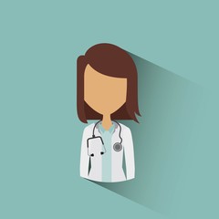 medical doctor woman icon over turquoise background. colorful design. vector illustration