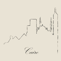Calligraphic Skyline  of  Cairo   - Vector Illustration