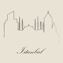 Obraz premium Calligraphic Skyline of Istanbul - Vector Illustration 