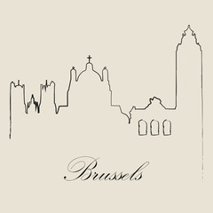 Fototapeta premium Calligraphic Skyline of Brussels - Vector Illustration