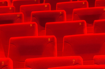 Empty red cinema or theater seats