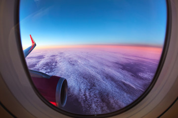 Fototapeta premium Clouds. sky with clouds at sunset or sunrise. sunset with a height of 10 000 km. Top view