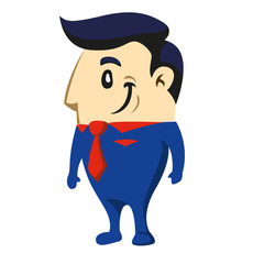 Illustration of an executive character in blue suit and red tie. Ideal for training materials and presentations