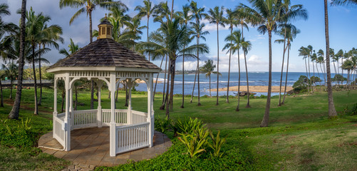 A gazebo along the beautiful east coastline of Kauai near Kapa'a.