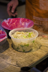 Ramen noodle soup Chinese street food at night