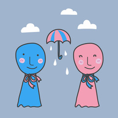 Japanese rain doll (teru teru bozu) cartoon vector illustration