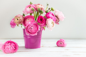 Bouquet of Pink Ranunculus, Buttercup Flowers