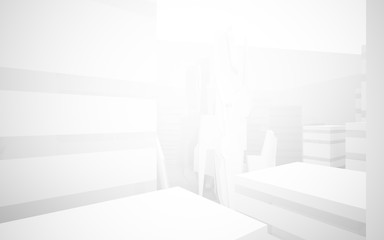 White Abstract architectural background whith gray lines . 3D illustration and rendering