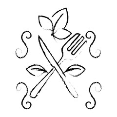 kitchen cutlery with healthy food vector illustration design