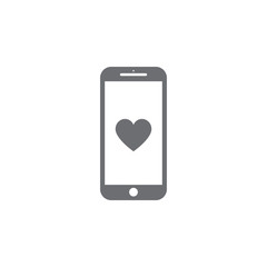 Phone with heart. Vector illustration