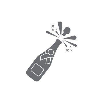 Champagne bottle explosion icon. Vector illustration