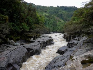 Powerful narrow waters of the Estrecho del magdalena, near San Agustin in Southern Colombia