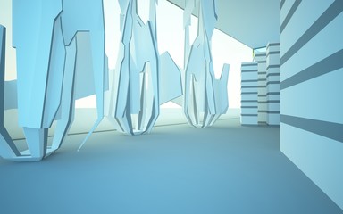 Obraz premium Abstract white interior of the future with glass. 3D illustration and rendering