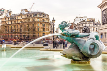 Fountain in spring at Trafalgar square