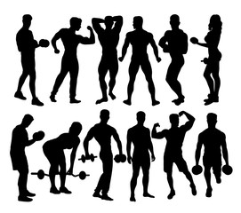 Body Builder and weightlifting Activity Silhouettes, art vector design