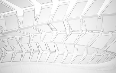 Abstract white interior highlights future. Polygon drawing . Architectural background. 3D illustration and rendering