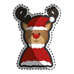 Fototapeta premium happy merry christmas reindeer card vector illustration design
