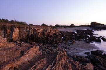 Fototapeta na wymiar rocky beack sunset dusk landscape