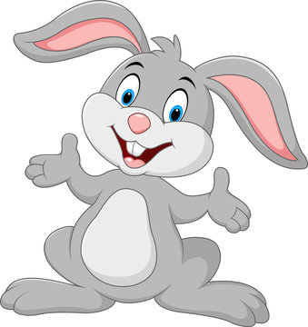 Cartoon cute rabbit posing