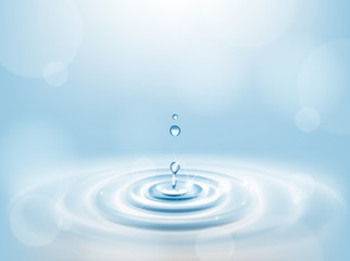 Water Drop falling making droplet splash and waves clean and fresh symbol.