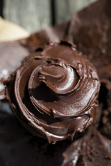 Chocolate muffin with frosting