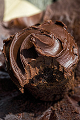 Chocolate muffin with frosting