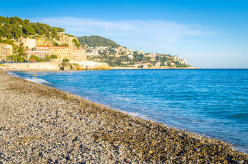 Obraz premium Beach and sea in Nice, Cote d'Azur, French Riviera, France