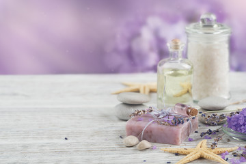 Natural handmade soaps with sea salt, coffee beans, sea star and