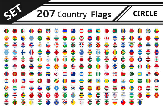 set 207 country flag circle
