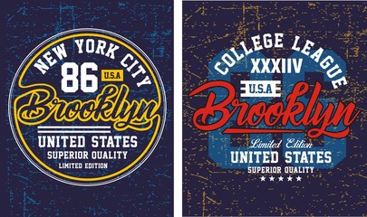 Vintage Brooklyn New York Typography Design For T Shirt, Poster, Vector.