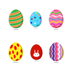 Set of colorful easter eggs on white background. Vector illustration
