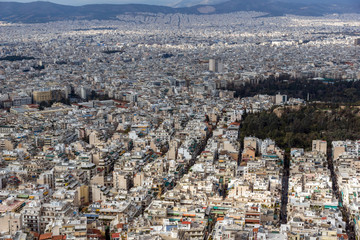 Amazing Panorama of the city of Athens from Lycabettus hill, Attica, Greece