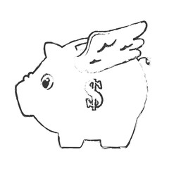 piggy savings with wings money icon vector illustration design