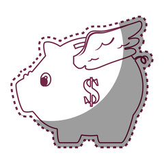 piggy savings with wings money icon vector illustration design