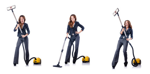 Fototapeta na wymiar Woman cleaning with vacuum cleaner