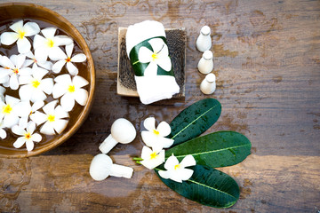 Obraz na płótnie Canvas Spa massage compress balls, herbal ball and treatment spa, Thailand, select focus