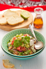 Tabbouleh with cucumber and tomato